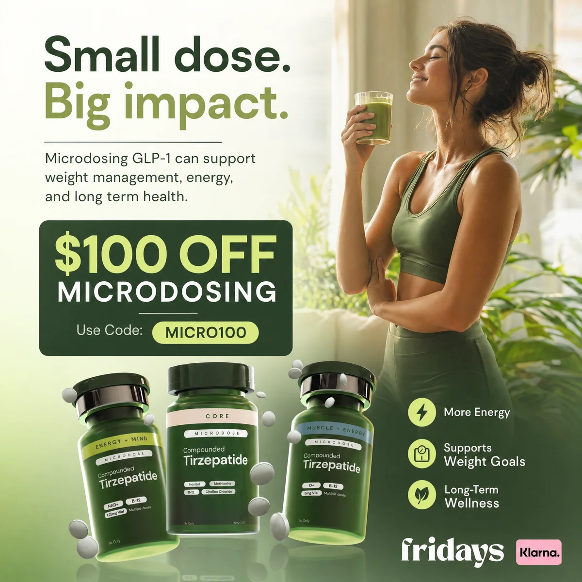 $100 off Fridays Microdosing — Compounded Tirzepatide. Use code MICRO100.